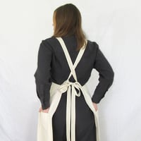 Image 11 of Undyed Canvas Apron with Royal Blue Adjustable Straps. Pleated Split Leg Pinafore No25