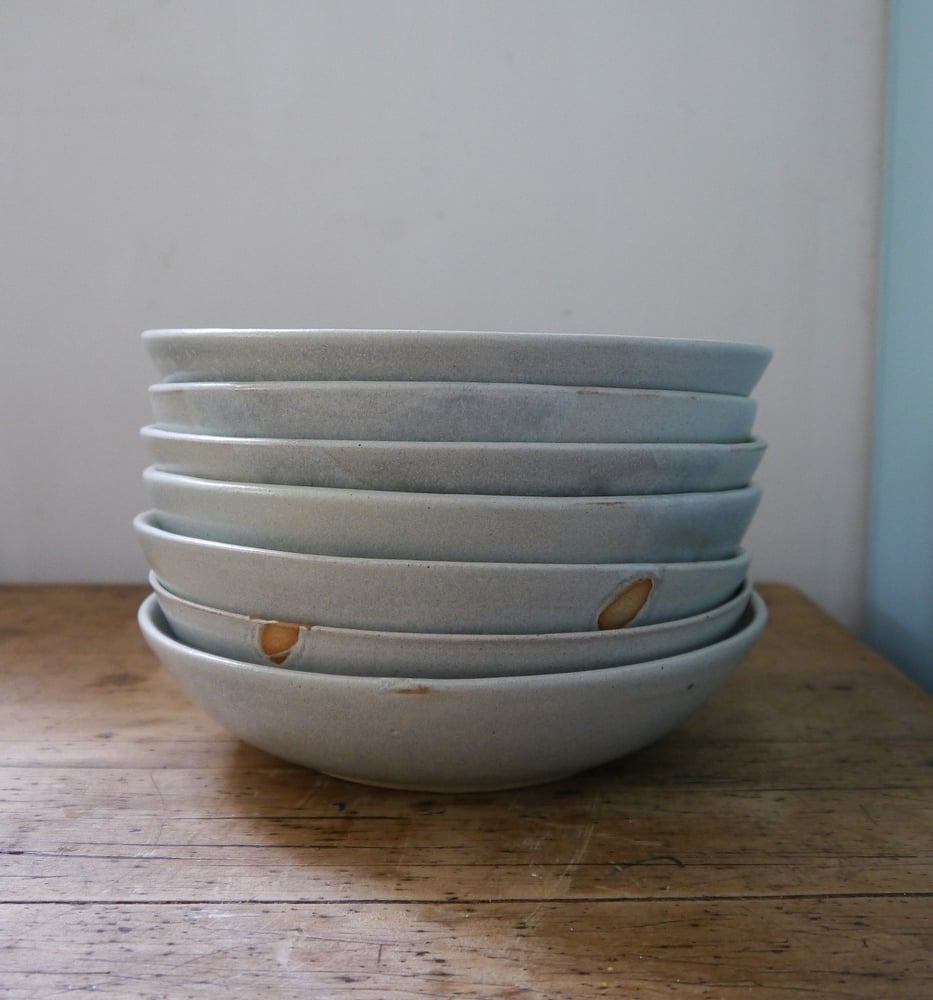 Image of Dinner bowls glazed in frosted blue