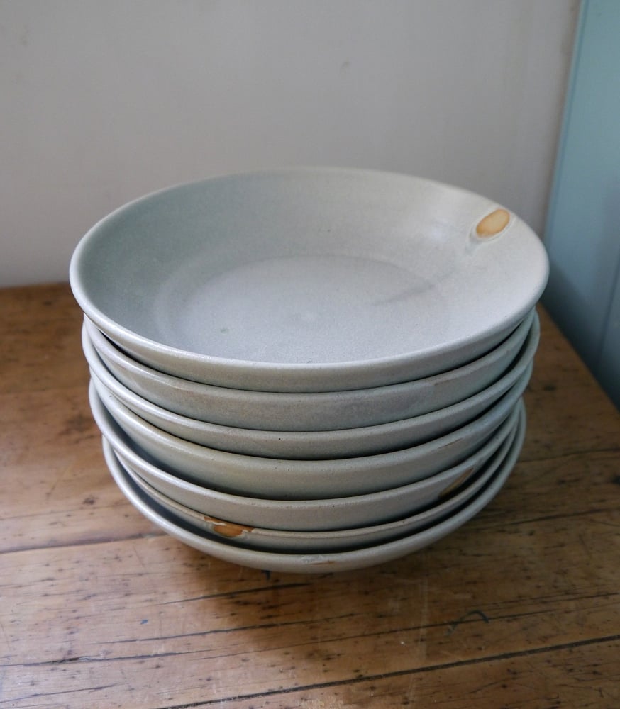 Image of Dinner bowls glazed in frosted blue
