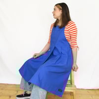 Image 15 of Pleated Split Leg Apron with Adjustable Crossback Straps. Mustard Canvas No25