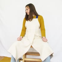 Image 16 of Pleated Split Leg Apron with Adjustable Crossback Straps. Mustard Canvas No25