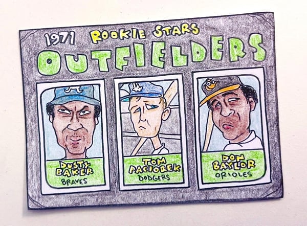 Image of Original pencil artwork—Baker/Paciorek/Baylor rookies