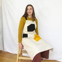 Image 7 of Printmakers Crossback Apron with Adjustable Straps, 3 Pockets. Womens, Mens. Blue Canvas, No24