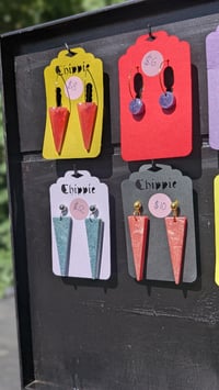 Image 5 of Red and Purple epoxy earrings