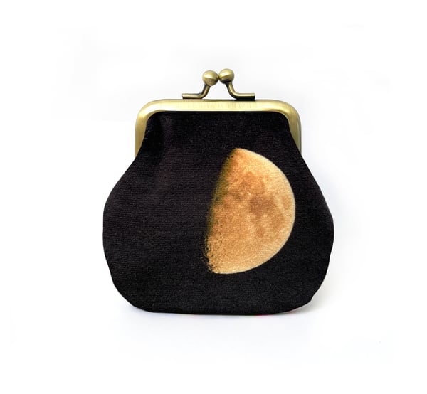 Image of Moon, velvet kisslock coin purse