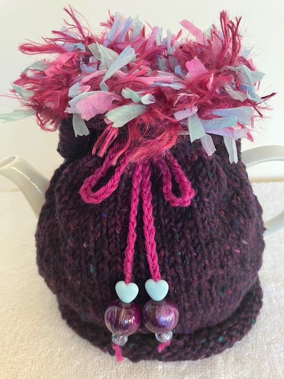 Image of large Purpleberry GO ON! tea cosie