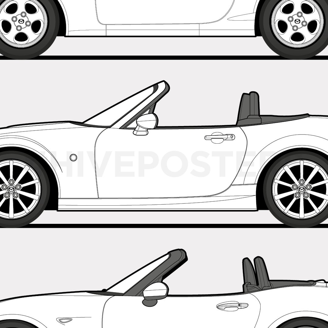 Mazda MX5 Miata Generations Poster | Hive Posters