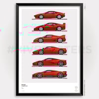 Image 1 of Ferrari 'BIG 6' Supercars Evolution Generations Poster 288GTO, F40, F50, Enzo, Laferrari, F80