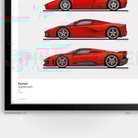 Image 3 of Ferrari 'BIG 6' Supercars Evolution Generations Poster 288GTO, F40, F50, Enzo, Laferrari, F80