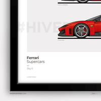 Image 4 of Ferrari 'BIG 6' Supercars Evolution Generations Poster 288GTO, F40, F50, Enzo, Laferrari, F80