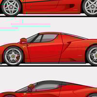 Image 5 of Ferrari 'BIG 6' Supercars Evolution Generations Poster 288GTO, F40, F50, Enzo, Laferrari, F80