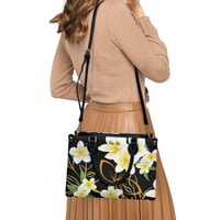 Image 3 of Women's Yellow Plumeria On Black Handbag
