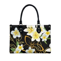 Image 1 of Women's Yellow Plumeria On Black Handbag