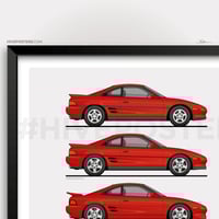 Image 2 of Toyota MR2 SW20 Generations Poster COLOUR OPTIONS