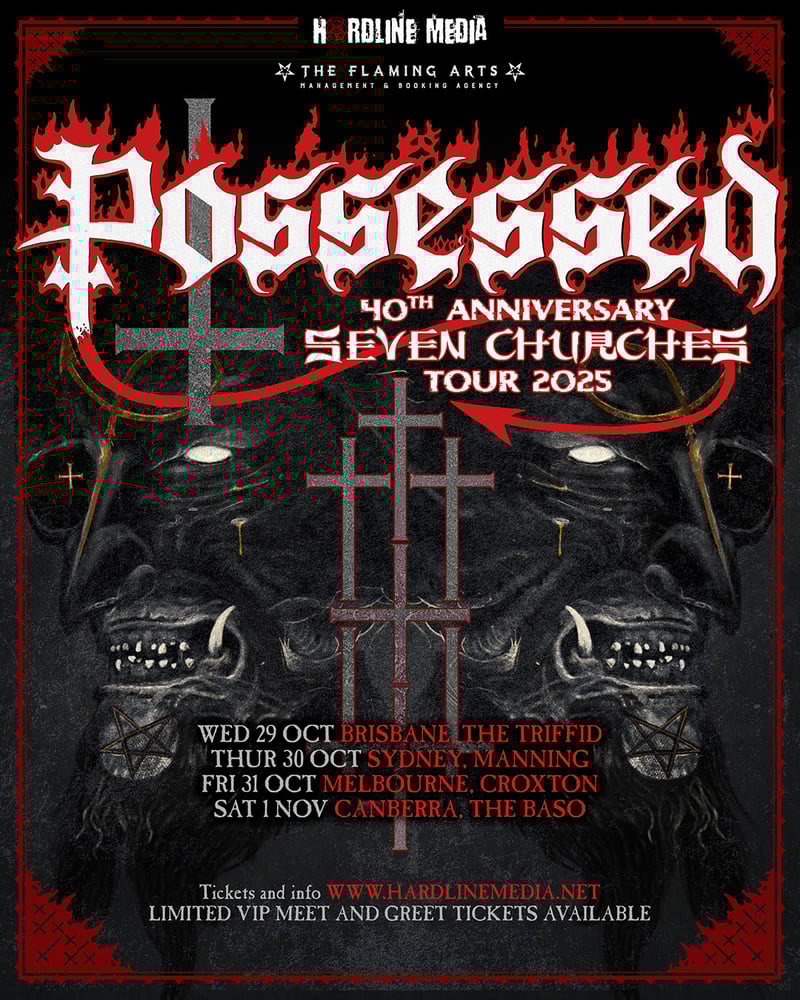 Image of POSSESSED - SEVEN CHURCHES - BRISBANE - THE TRIFFID - WED 29TH OCT - GA PRESALE