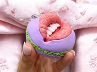 Image 2 of Croc Mouth Macaroon – Realistic and Pop Surreal Sculpture – Strange Art – OOAK in Polymer