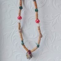 Image 2 of Gnome Necklace with Mushrooms, Job's Tears Seeds, and Aventurine Chips