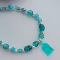 Image 2 of Ice Queen Blue and Pearlescent Beaded Choker