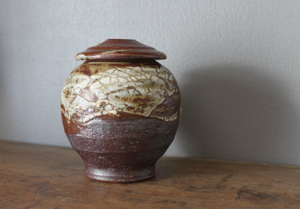 Image of Crackle slip and ash glazed Caddy