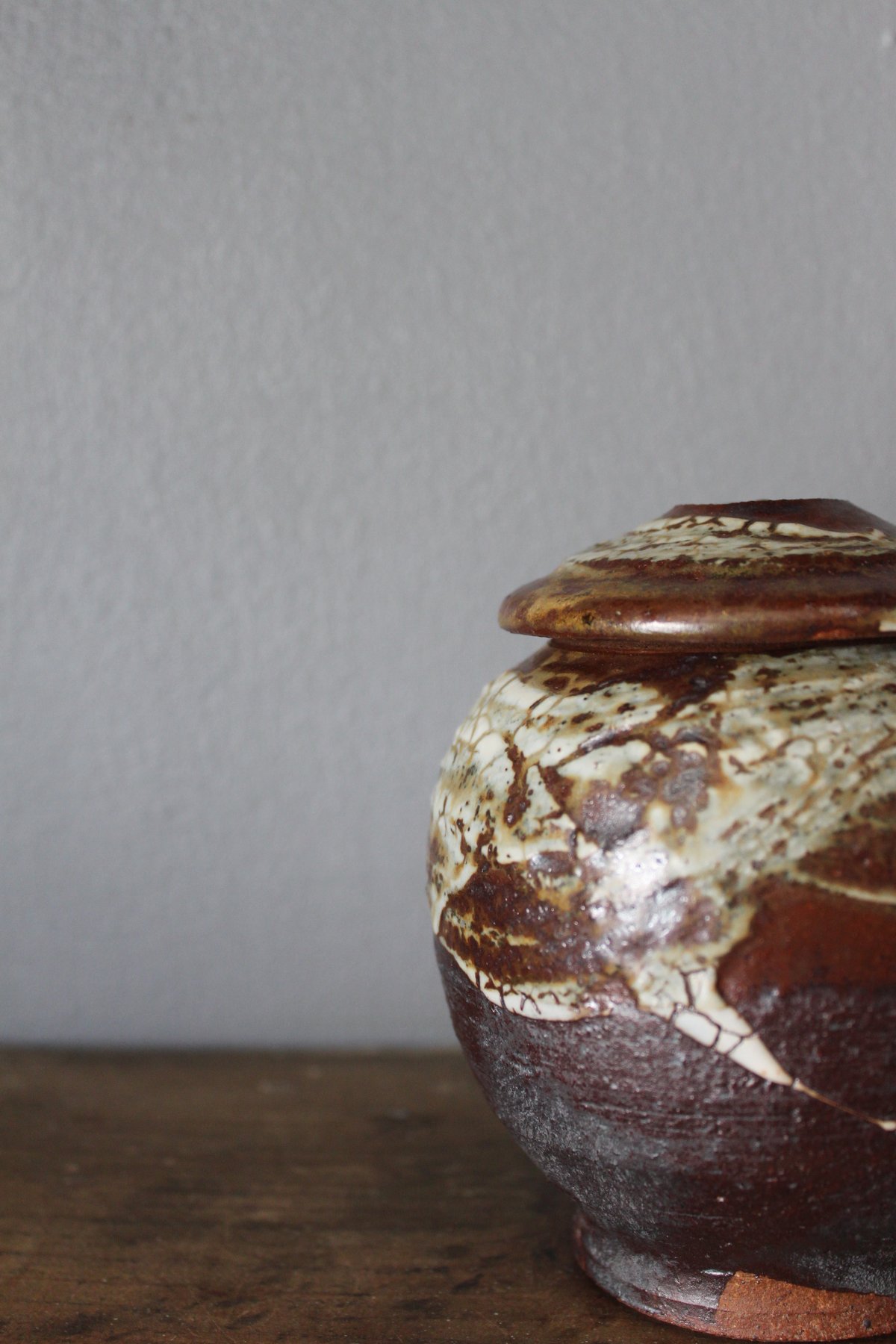 Image of Crackle slip and ash glazed Caddy