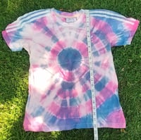 Image 2 of Upcycled tie-dye Adidas T-shirt 'Eye of the Lotus', Size S