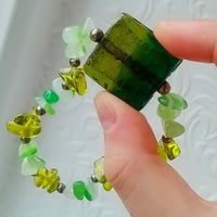 Image 2 of Green Glass, Chalcedony and Peridot Heart Chakra Bracelet