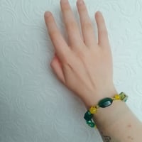 Image 3 of Mixed Green Glass Heart Chakra Bracelet