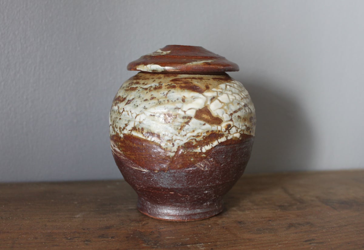 Image of Crackle slip and ash glazed Caddy