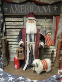 Image 4 of #2... Olde Americana Santa with Sheep ~ Wool ~ 