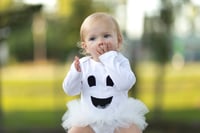 Image 3 of Ghost Tutu Bodysuit Leotard Girl’s Halloween Costume Tulle Spooky Ghost Dress