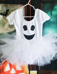 Image 4 of Ghost Tutu Bodysuit Leotard Girl’s Halloween Costume Tulle Spooky Ghost Dress