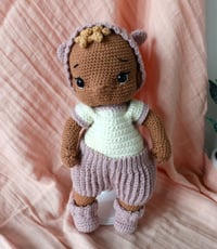 Image 1 of Brown Crochet Baby Doll – Soft Amigurumi Toy with Removable Clothing