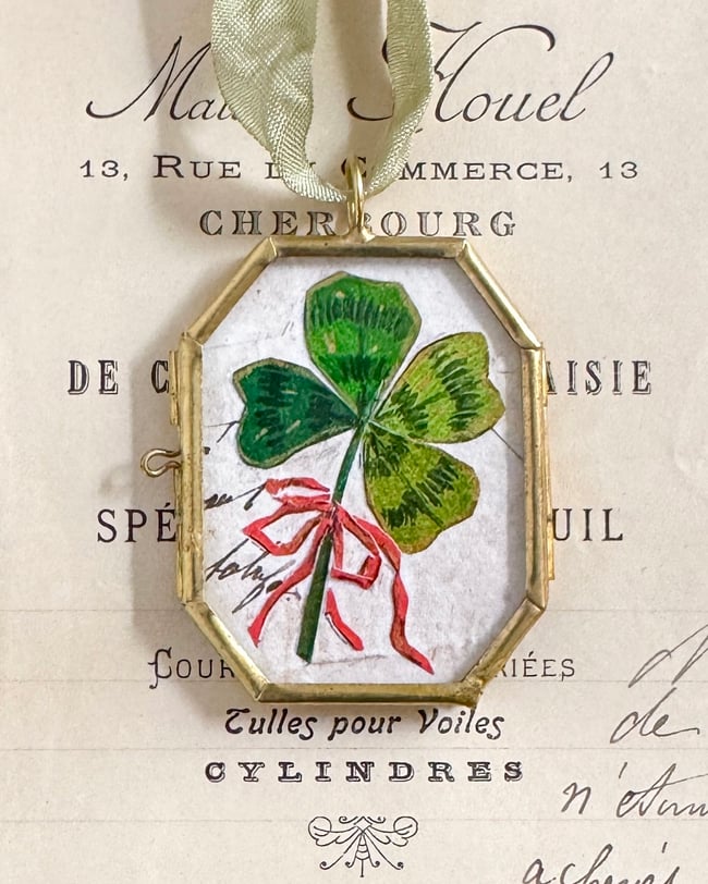 Clover with Bow ~ giclée print in classic gold