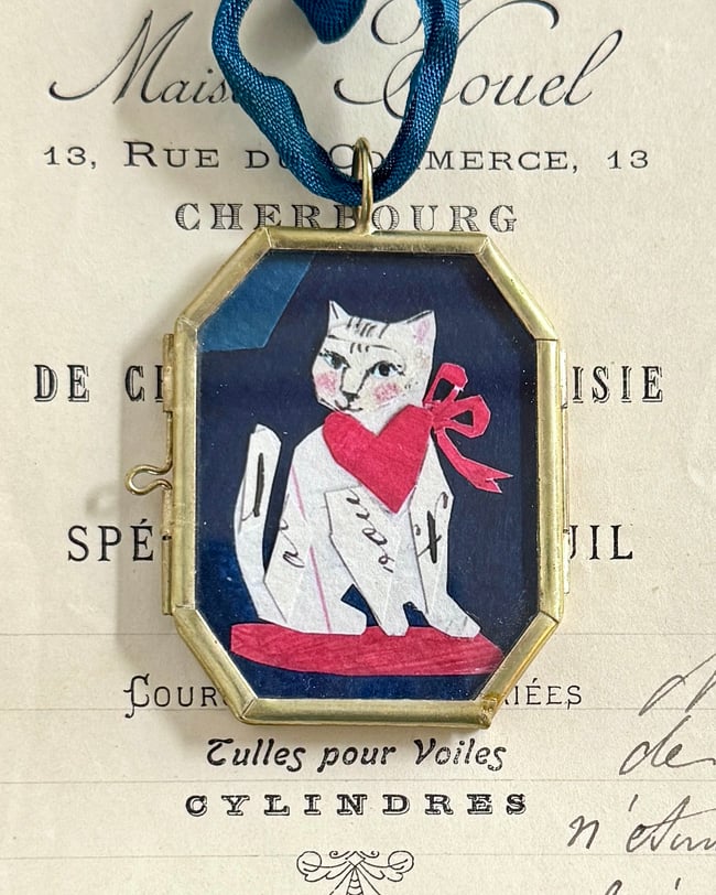 Kitty Love ~ giclée print in classic gold