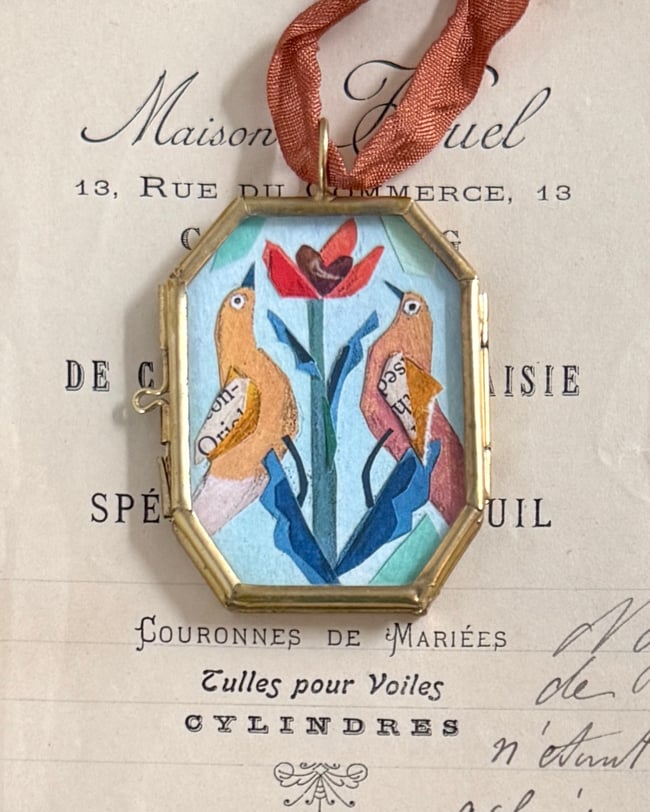 Love Birds ~ giclée print in classic gold