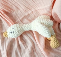 Image 1 of Crocheted Sleepy Goose Doll with Embroidered Eyes – Soft & Snuggly
