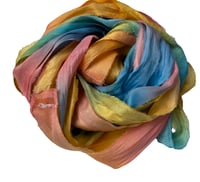 Image 2 of Ready To Ship! 10YD. KITE TAIL HAND DYED SARI SILK RIBBON BY COLOR BURST SILK