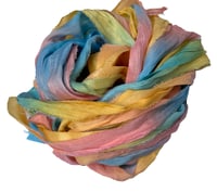 Image 1 of Ready To Ship! 10YD. KITE TAIL HAND DYED SARI SILK RIBBON BY COLOR BURST SILK