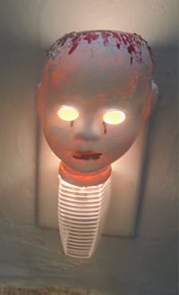 Image 4 of Horror Creepy Porcelain Doll Head LED Nightlight OOAK Halloween Art Scary Oddities 