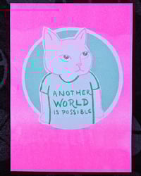 Bright pink cat print (Another world is possible)