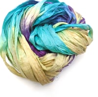 Image 2 of Ready To Ship! 10YD. MERMAID DREAMS HAND DYED SARI SILK RIBBON BY COLOR BURST SILK