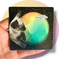 OOAK - Mini Original Art - Cat in Space - Mixed Media Collage 