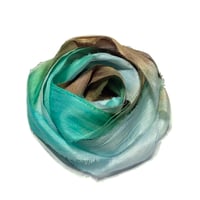 Image 1 of Ready To Ship! 10YD. SEA TURTLE HAND DYED SARI SILK RIBBON BY COLOR BURST SILK