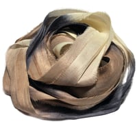 Image 2 of Ready To Ship! 10YD. LEATHER AND LACE HAND DYED SARI SILK RIBBON BY COLOR BURST SILK