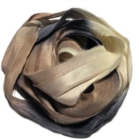 Image 4 of Ready To Ship! 10YD. LEATHER AND LACE HAND DYED SARI SILK RIBBON BY COLOR BURST SILK