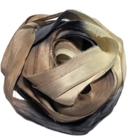 Image 5 of Ready To Ship! 10YD. LEATHER AND LACE HAND DYED SARI SILK RIBBON BY COLOR BURST SILK