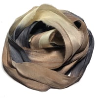 Image 6 of Ready To Ship! 10YD. LEATHER AND LACE HAND DYED SARI SILK RIBBON BY COLOR BURST SILK