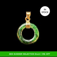 Image 1 of 10K Mini Donut Pendant Dark Green Marbled Jade