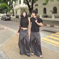 Image 2 of Burmese Studio Asymmetrical Wrap Pants Grey