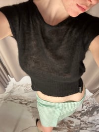 Image 4 of Black loose fit boat neck knitted mohair top LUNA